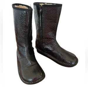 Alegria Black Emboss Rose Vale Boots Size 39